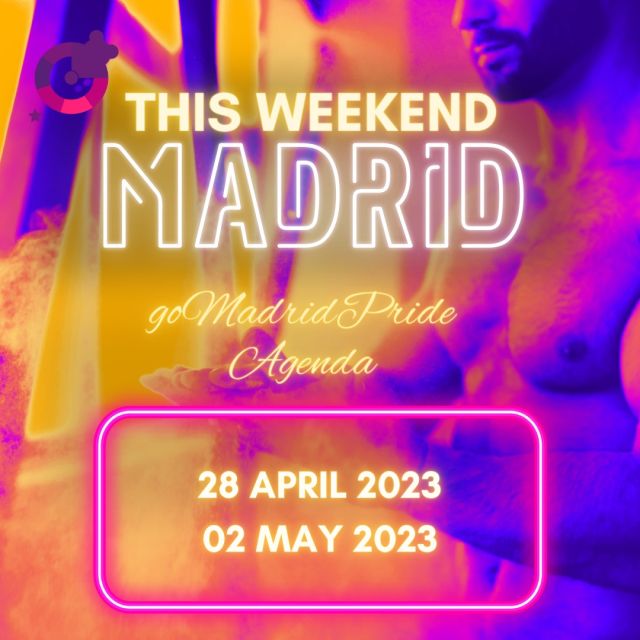 Get ready for this Madrid weekend parties! Here's our agenda for the wildest parties in town 🎉:

🇪🇸 ¡Prepárate para las fiestas de fin de semana en Madrid! Aquí está nuestra agenda para las fiestas más guay🎉:

•	MyPleasure MAYDAYZ | 28 Apr - 29 Apr - 30 Apr | @mypleasure.es
•	SleazyMadrid | 26 Apr to 02 May | @sleazymadrid
•	Candy Club | 28 Apr | @candyclubmadrid
•	We PsicoDay | 29 Apr | @wepartygroup
•	Puro Vinilo Space of Sound | 30 Apr | @space_ofsound
•	The Meat Rack Fetish Week | 26 Apr to 02 May | @themeatrack
•	Before Thick | Each night | @thick.madrid

#gomadridpride #partytime #madridnightlife #gay #madrid #gayfriendly #pride #gaypride #gaypridemadrid #instagay #gaymadrid #gayfollow #orgullogay #gayspain #madridpride #demadridalcielo #madridmemola #madridorgullo #gayparty